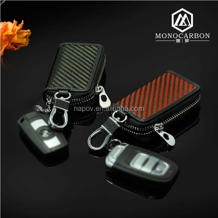 China Alibaba OEM Leather Car Key Holders Case Carbon fiber Car Key Case Holder Key Bag