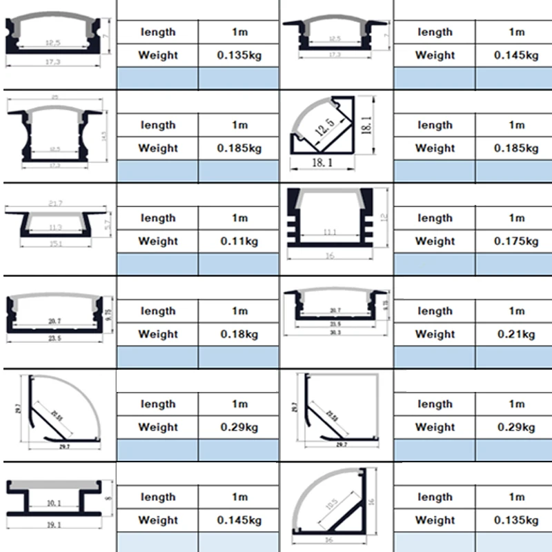 Customized led aluminium 50mm tube profile
