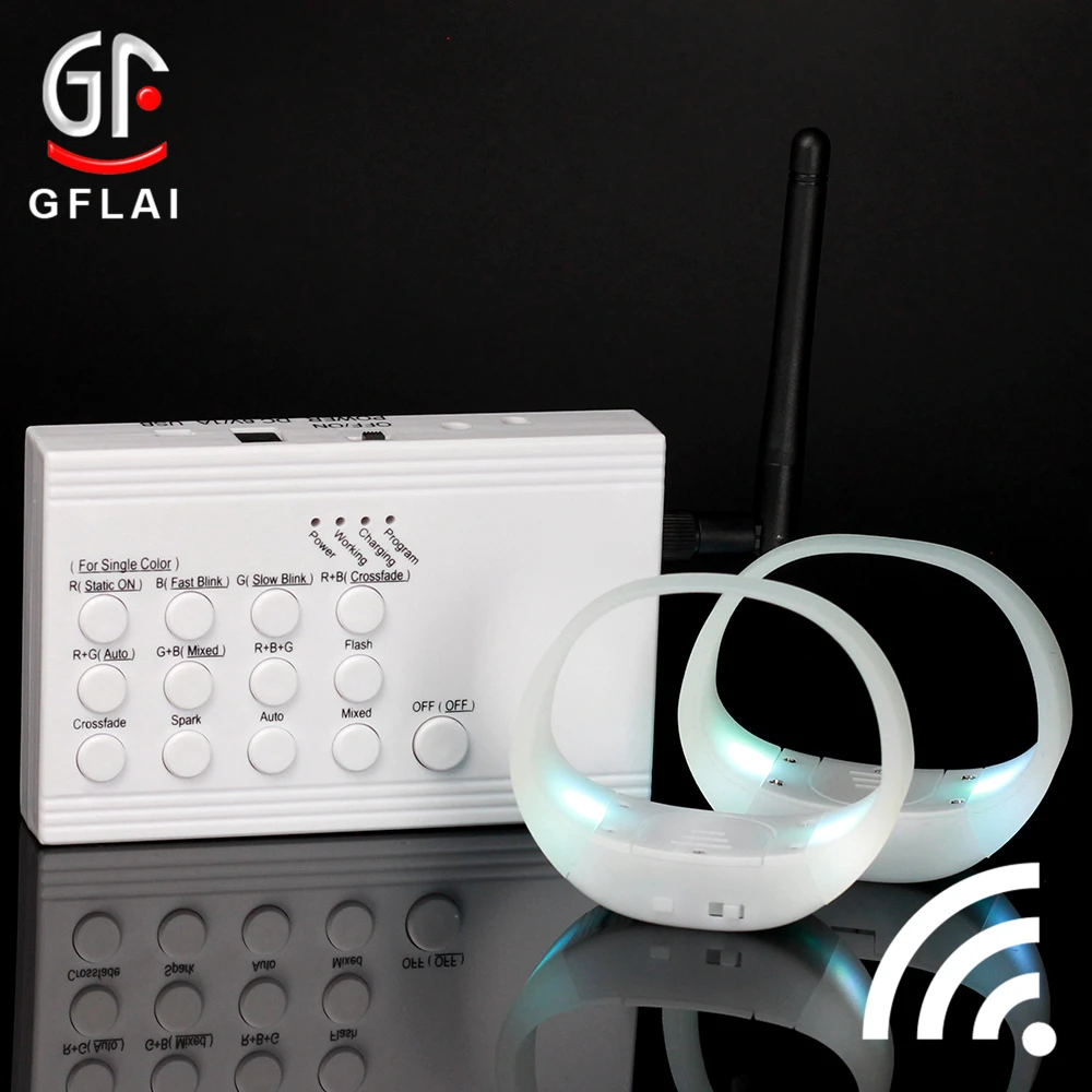 2020 New Products Custom Programmable Remote Controlled Flashing Led Silicone Bracelet, Radio Control Rfid Light Up Wristband