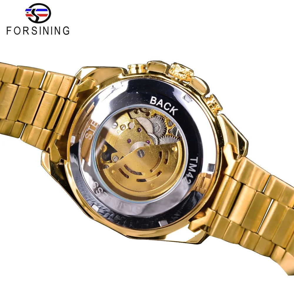 2022 Hot Sell Forsining Golden Wristwatches Skull Design Black Luminous Design Men Automatic Sport Watch Top Brand Luxury Clock