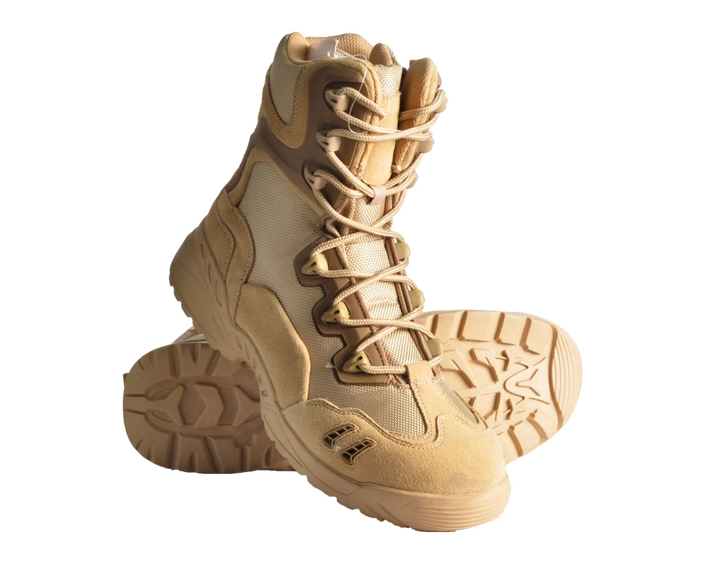 lace up waterproof outdoor beige army military desert boots SC-336