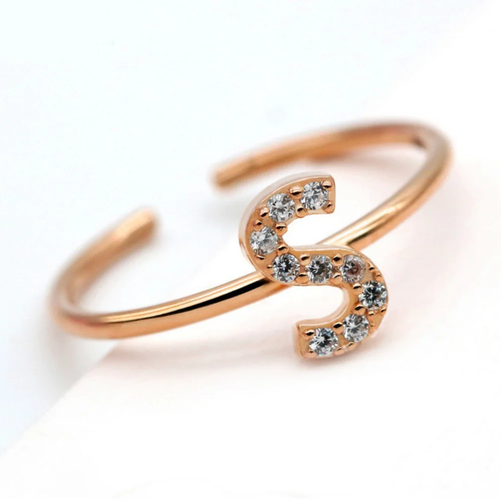 925 Sterling Silver Alphabet S Letter Ring With Jewelry Design