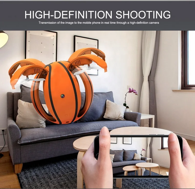 
Novel Wifi Live Video Transmission Real Time Folding Drone Basketball RC Drone FPV Camera Drone 