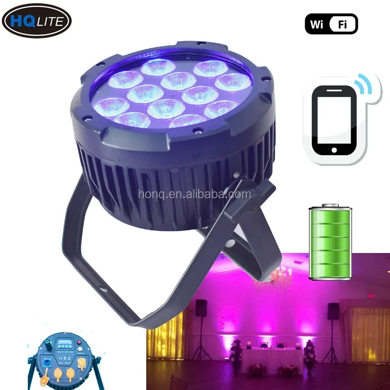 Factory price Wireless dmx slim 12*18W RGBWAUV 6in1 9led Waterproof Battery Powered Led Par