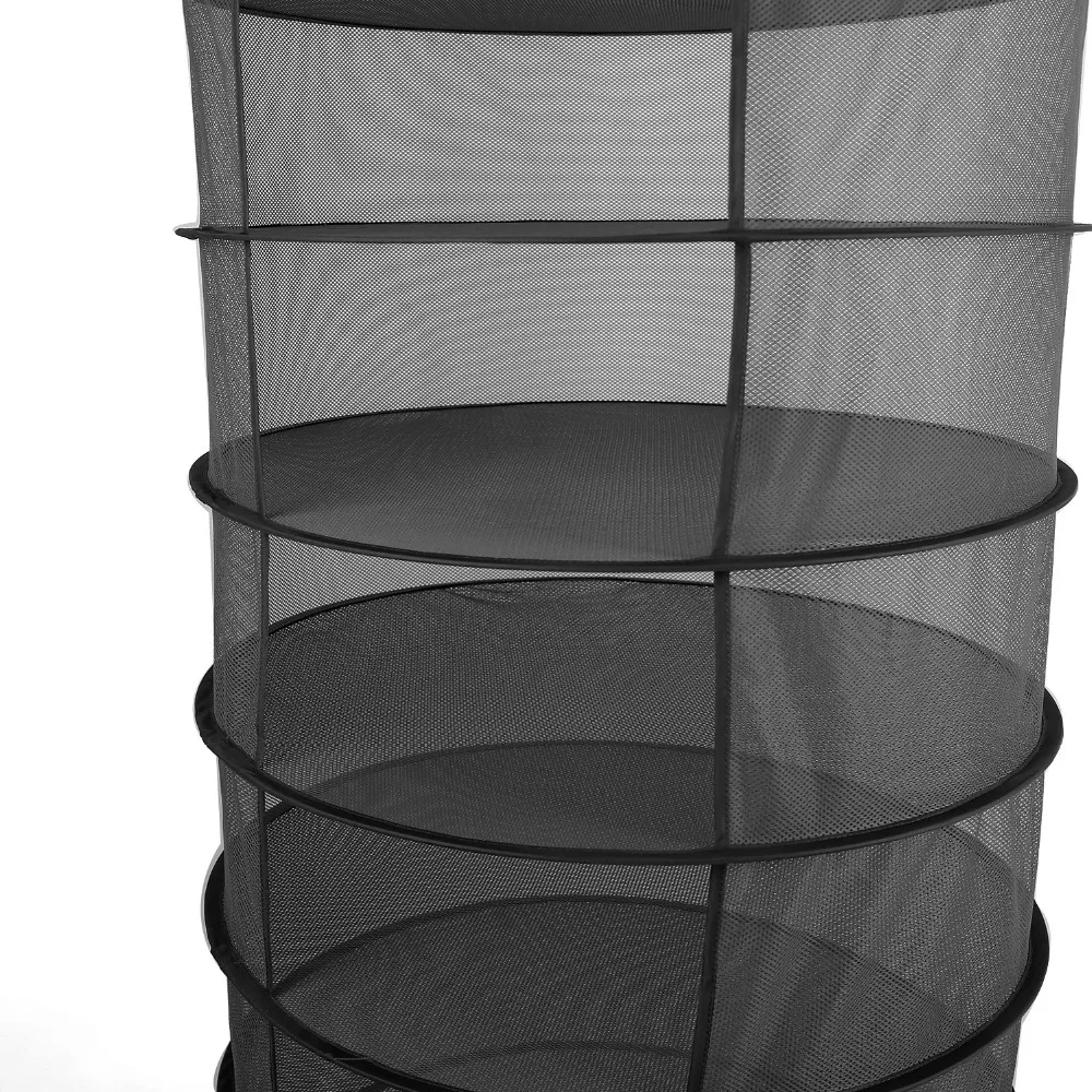 2ft 8 Layer collapsible  hydroponic herb drying rack waterproof mesh dry net opening