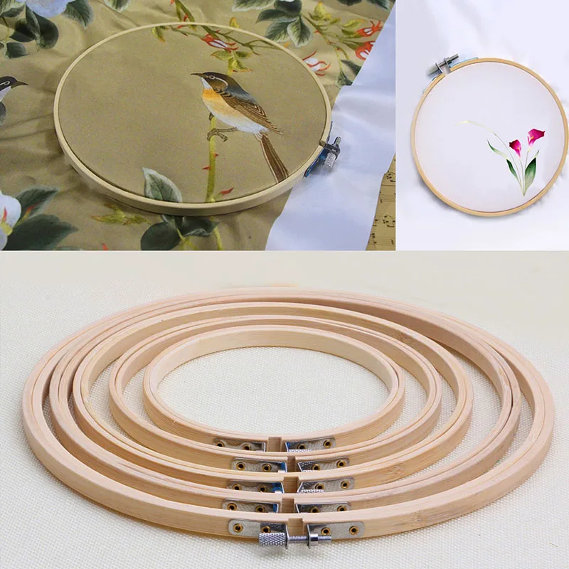 Bamboo Embroidery Hoop Ring Frame Set DIY Cross Stitch Machine Sewing Accessories DIY Cross Stitch Needle Craft