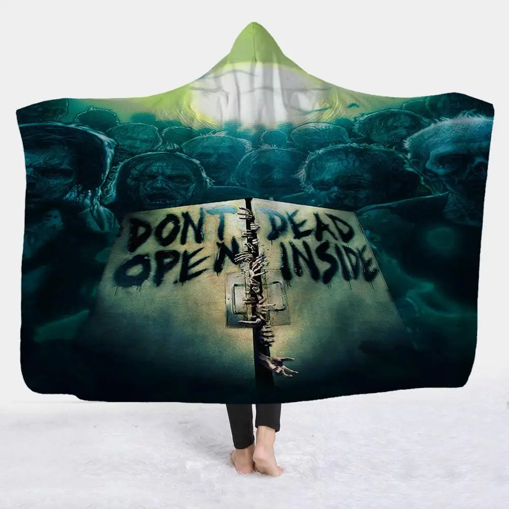 High Quality Hooded Blanket Horror Movie Printed Blanket Magic Cloak Thickened Double-Layered Plush Children Adults Nap Blanket