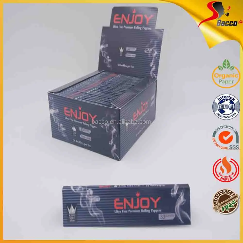Organic rolling paper with 100% natural gum, slow burning, 50 booklets per box