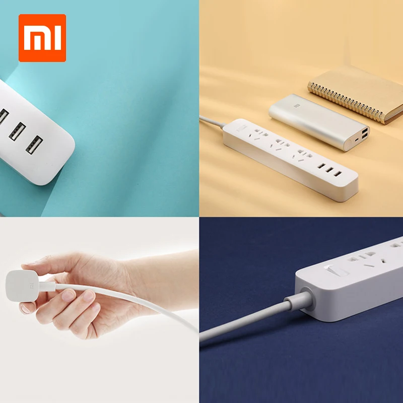 
100% Original Xiaomi Powerstrip Outlet Socket 3 USB Standard Extension Socket Plug for Xiaomi Patch Board Power Strip 