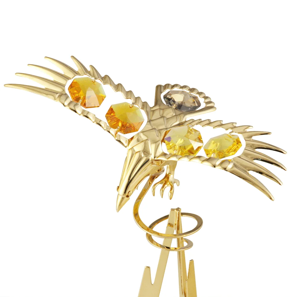 Crystocraft 24k Gold Plated Eagle Figurine with Brilliant Cut Crystals Mecca Islamic Muslim Ramadan Souvenir Gift
