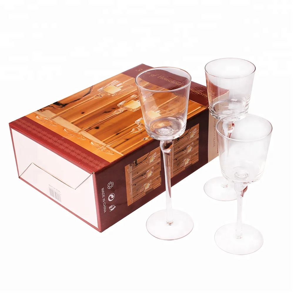 Оптовая продажа, ручной выдувной прозрачный высокий стеклянный подсвечник с длинным стержнем для украшения дома