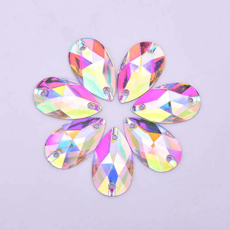 Мода 17*28 мм Пришивание AB капли хрустальные камни плоская задняя стразы аппликация шитье смолы Стразы бусины для одежды рукоделие