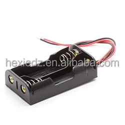 Plastic 2AA Double Battery Holder Box Case With Red And Black Wire Lead