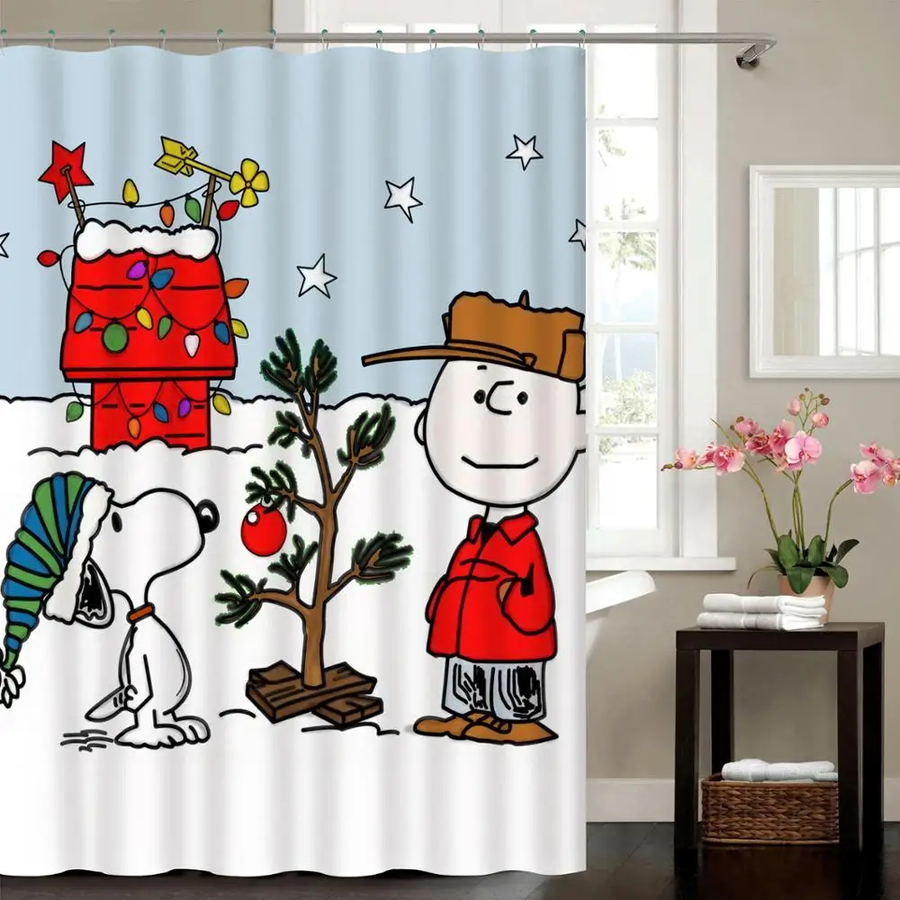 Wholesale Custom Design Digital Printing Fancy Cute Cartoon Characters Printed Bathroom Shower Curtains