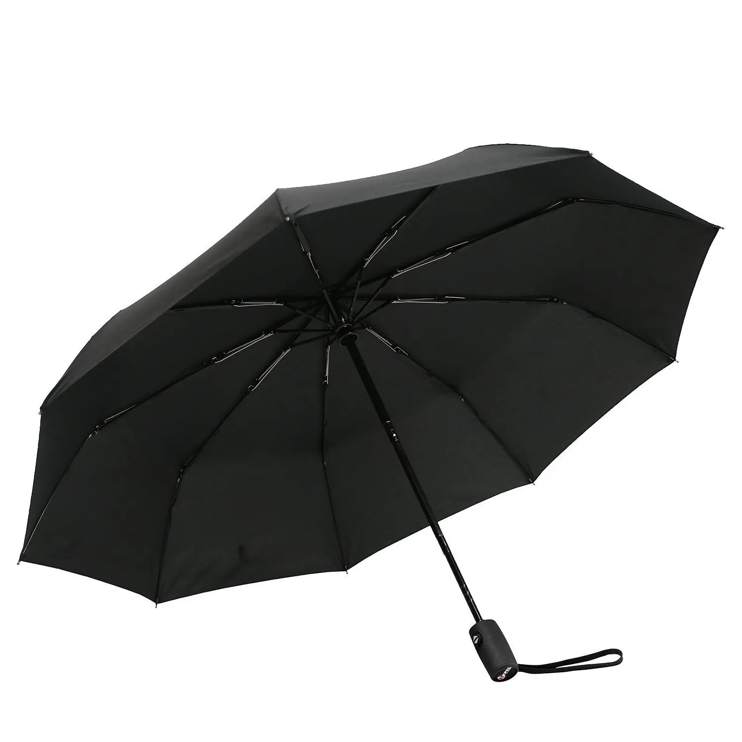 Best selling standard size black auto open close travel 3 folding umbrella for rain