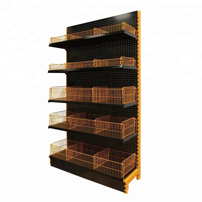 grocery metal wire display shelf wire rack shelving  metal wire shelf with supermarket single side display shelf