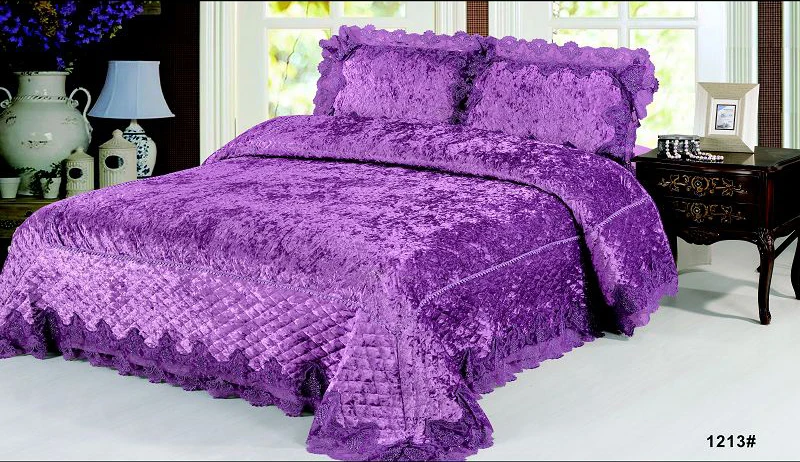 Luxurious Superior Home Beddings Pleuche Bed Spread Bed Linens 3pcs
