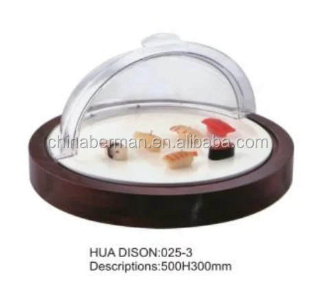 Restaurant & Hotel Supplies food serving acrylic dome wood bread display stand, acrylic bread display case