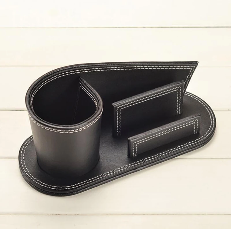 
Dreamtop DTF167 customized design stationery school office card holder PU leather desk pen holder for business 
