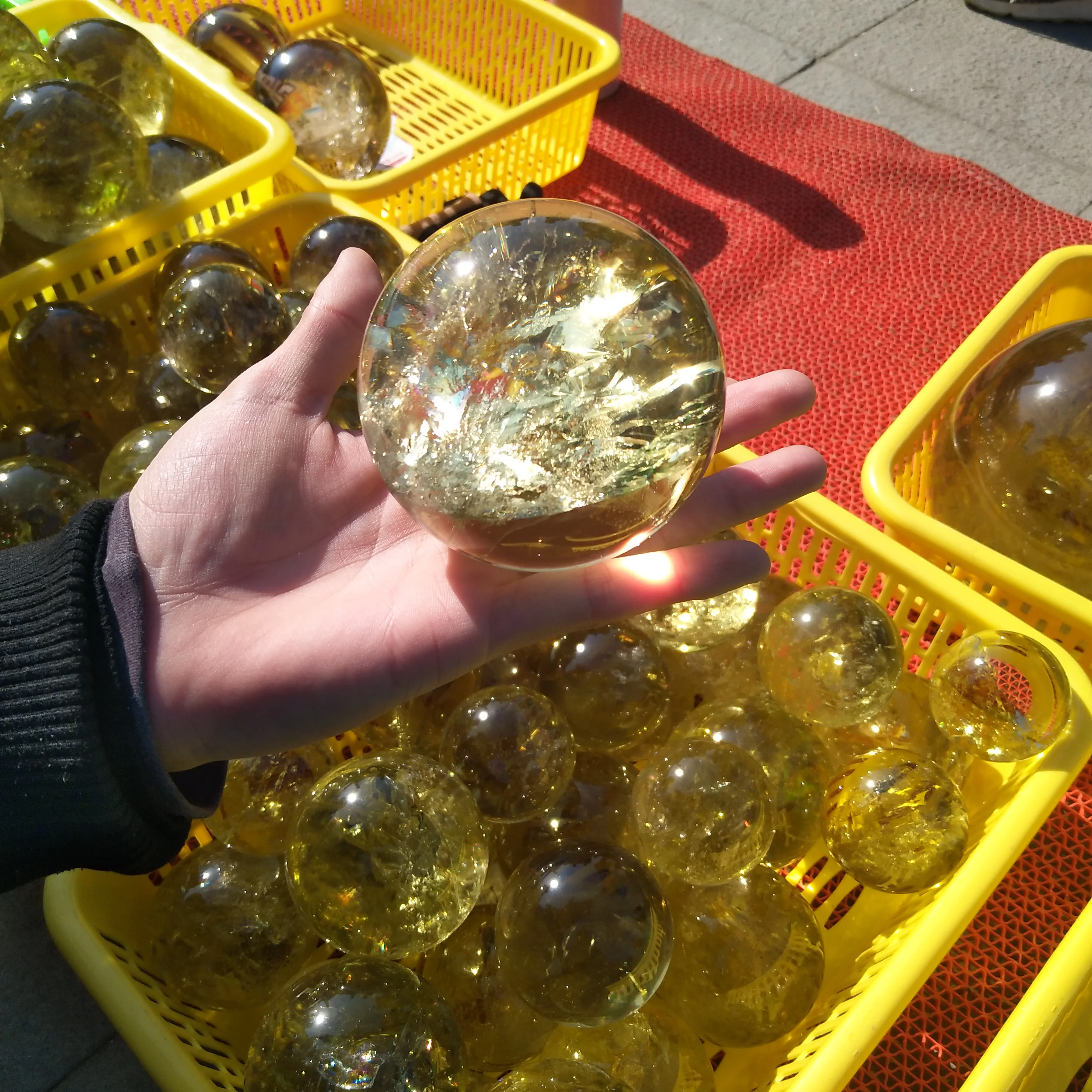 hot sale high quality natural quartz crystal ball citrine crystal healing spheres