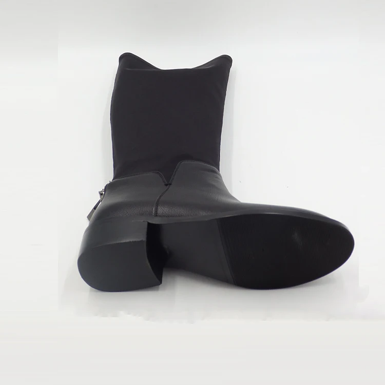 Ladies Casual Flat Black Rubber Female Official Supplier Design Women Sexy Pu Leather New Fashion 2021 Chinese Black Boots Shoes