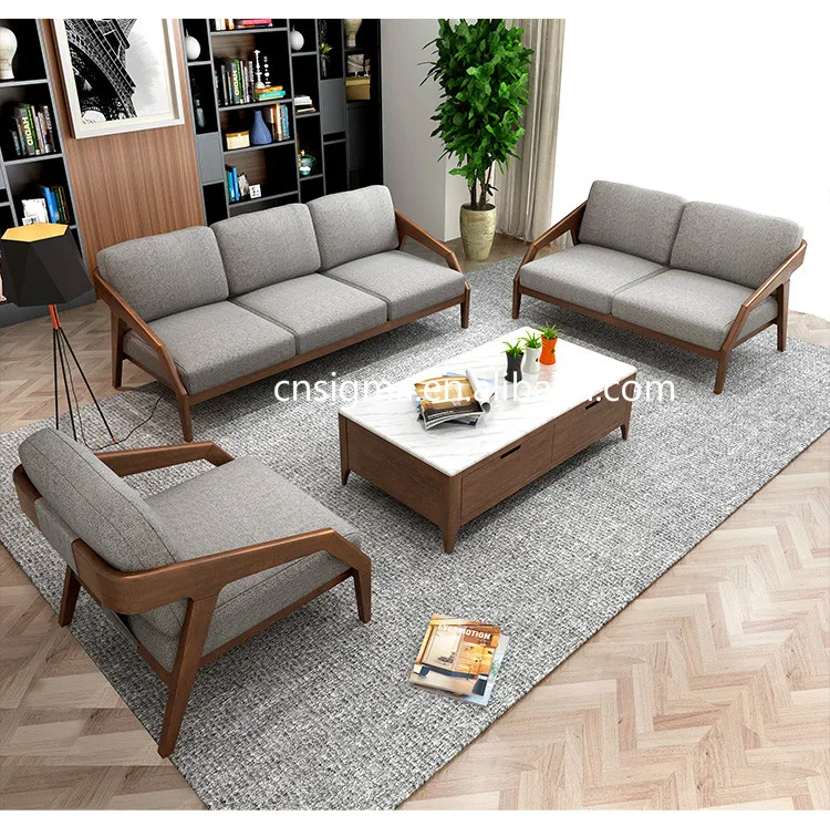 simple design durable living room furniture classic wood sofa