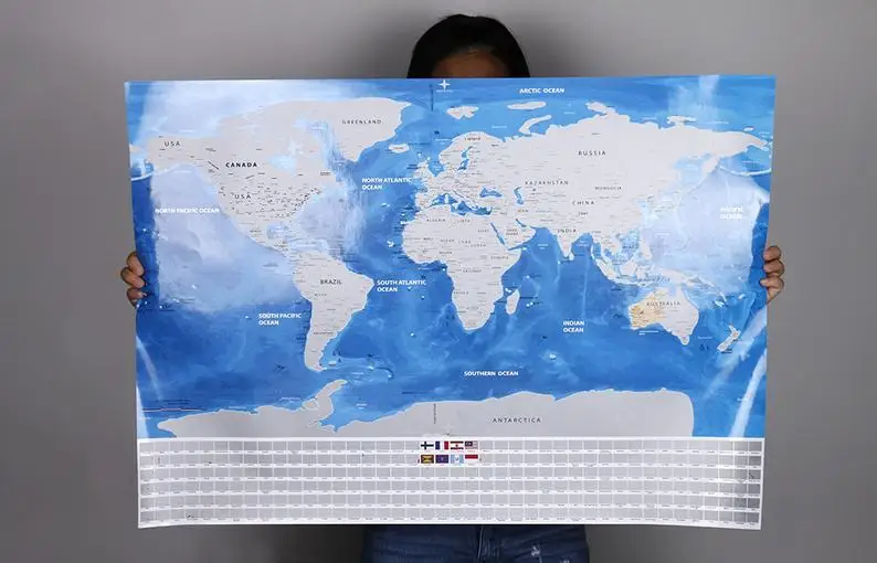 Настенный постер с нажимными штифтами поцарапаемая карта мира подарки для путешественников