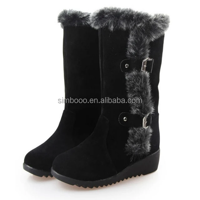 
Plus Size 4.5-8.5 Women Winter Warm Fur Lined Wedge Snow Boots 
