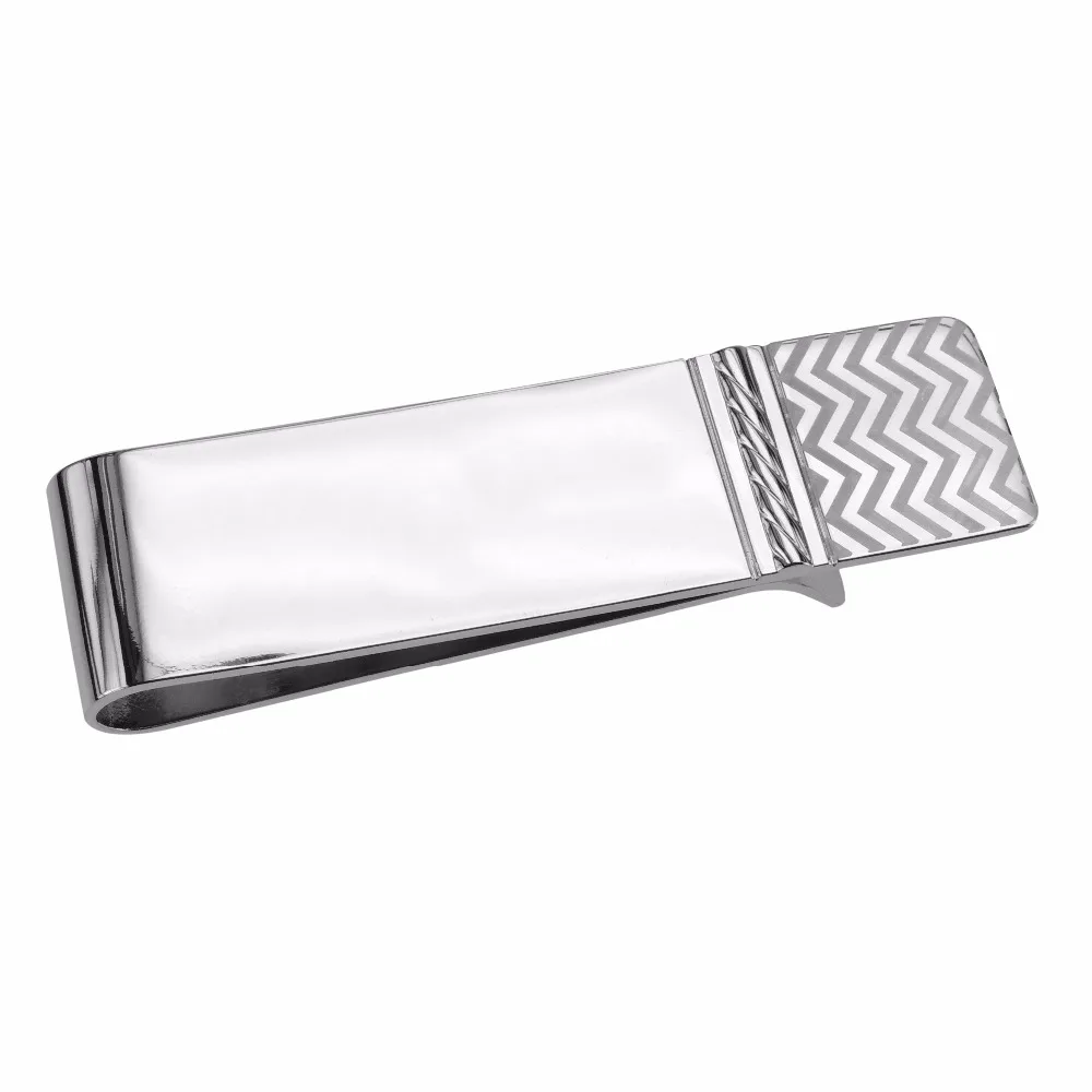 Custom metal silver engraved polished money clip