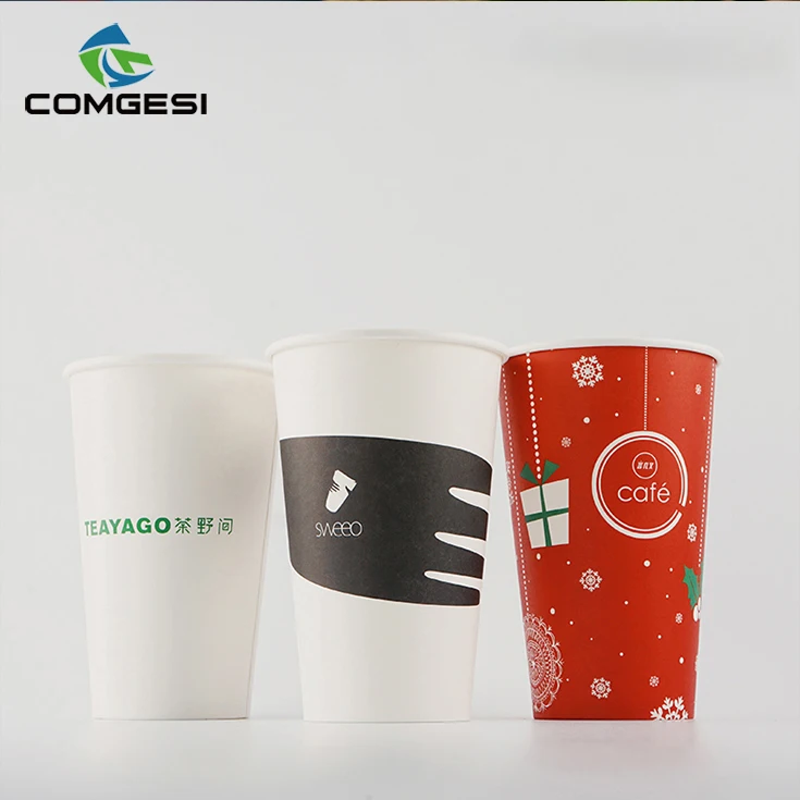 Take Away Disposable Single Double Wall Logo Printing Paper Cups For Fresh Drink Coffee Soup Hot Porridge