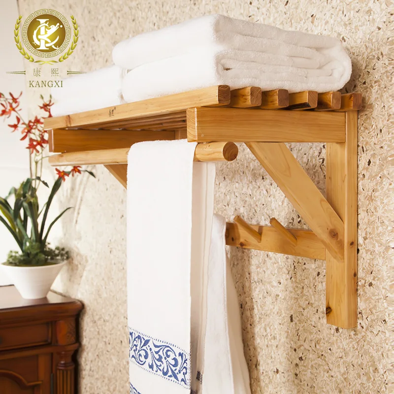 Classical solid cedar wooden indoor towel rack
