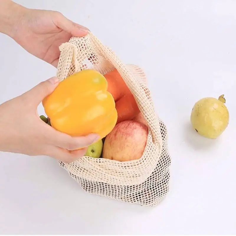 new design Natural cotton drawstring mesh bag For mesh food bag Vegetables And Fruits eco friendly cotton mesh bag