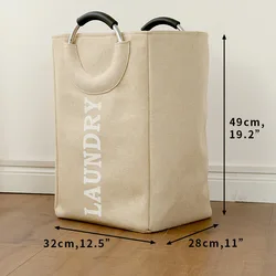 Large Foldable Canvas Bathroom Cloth Storage Washing Bin Laundry Hamper Collapsible Laundry Basket with Handles