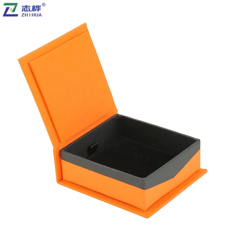 Fashion Orange Color Jewelry Box Hot Sale Paper Cardboard Ring Case Magnetic Pendant Packaging custom jewelry box