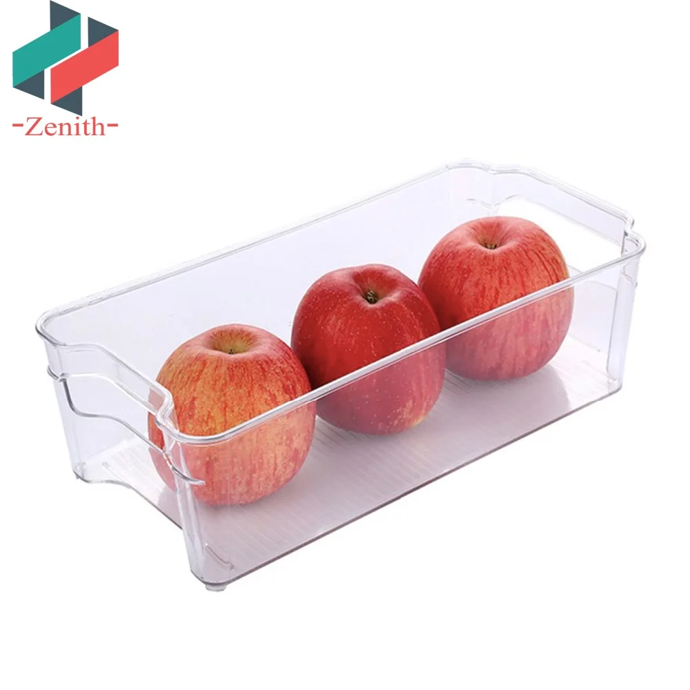 ZNF00002 Clear Plastic Stackable Fridge Organizer Storage  Bins for Kitchen Refrigerator Freezer Pantry and Cabinet