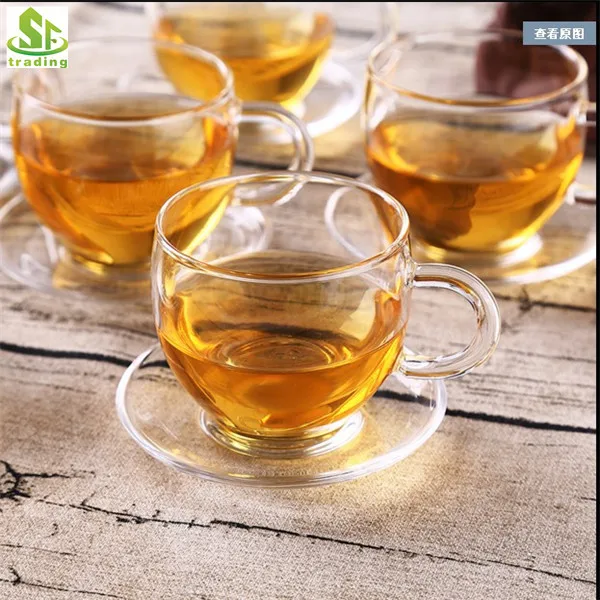 Прозрачный закругленный боросиликатный мини-стакан для чая и молока ручной работы