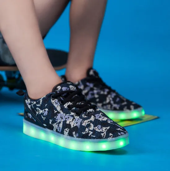 boys LED light shoes USD charge gold silver