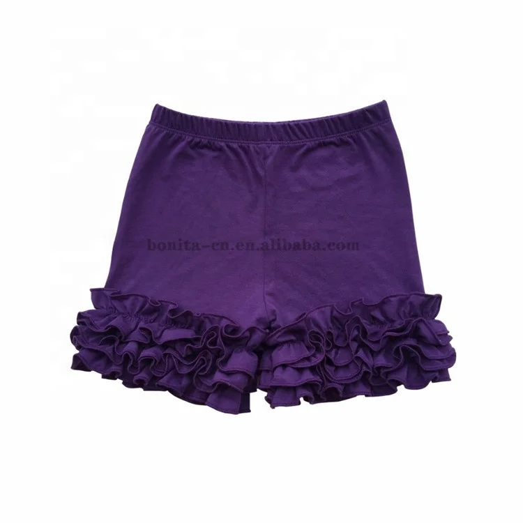 
Wholesale 100%cotton icing girls ruffle shorts boutique kids clothing baby black girls shorts 