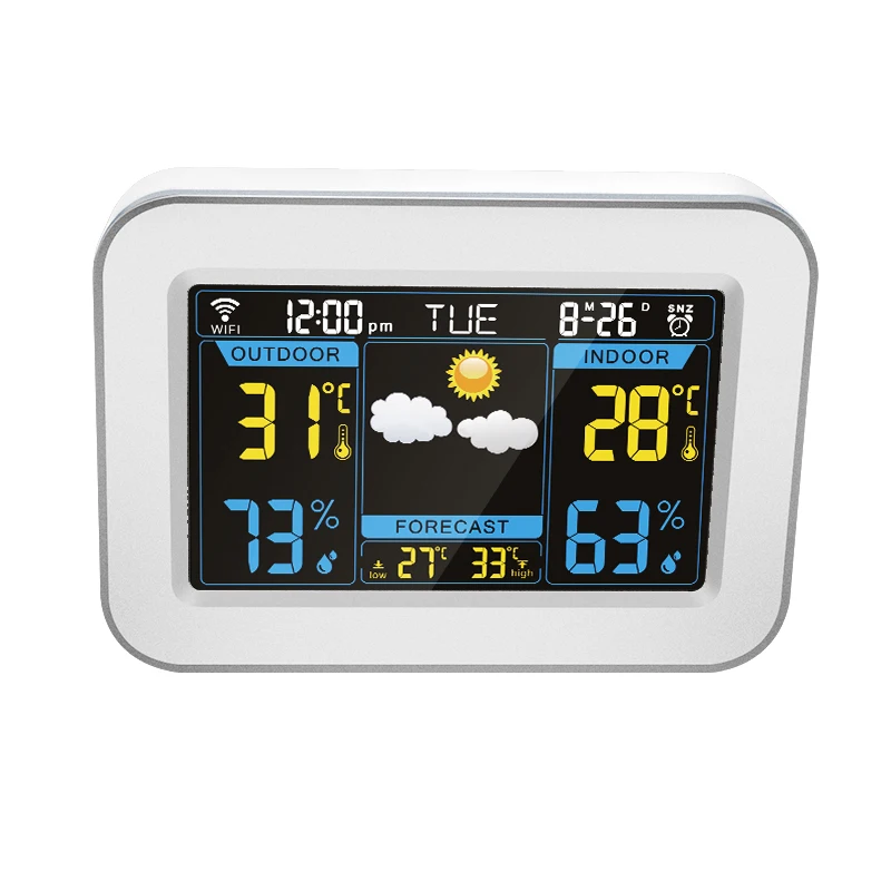 App Control Rectangle Wifi Lcd Color Digital Table Weather Forecast Alarm Clock with Temperature for Promotion
