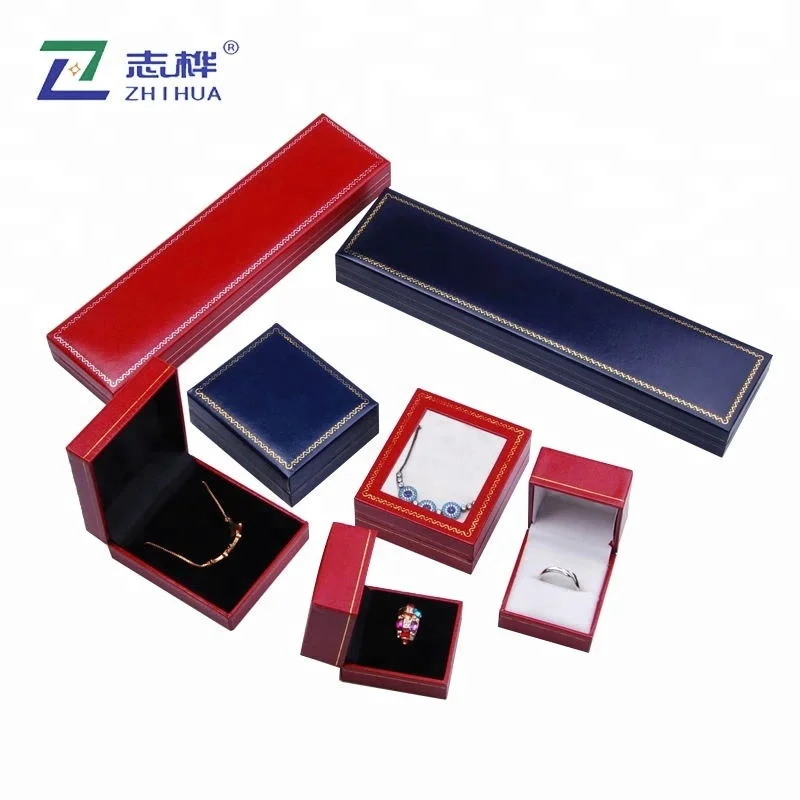 ZHIHUA Wholesale Leather Necklace Packaging Custom Logo Gift Box Blue Pendant Case