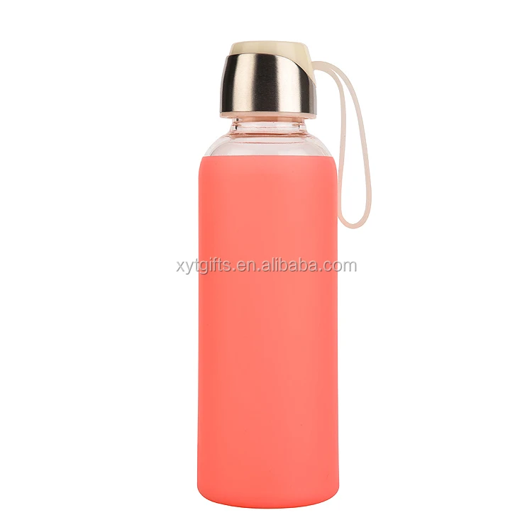 ODM OEM Amazon hot sale custom logo BPA free leakproof glass water bottle with silicone sleeve