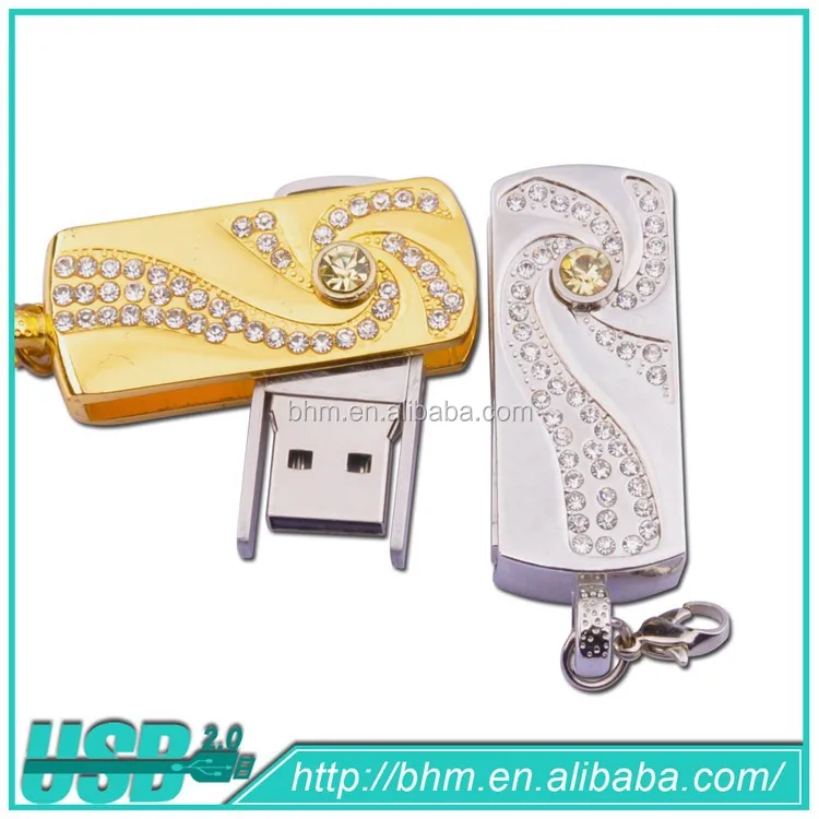 Золото нержавеющая сталь стекло поворотный USB 2.0 флэш-диск 8 ГБ 16 ГБ 32 ГБ памяти