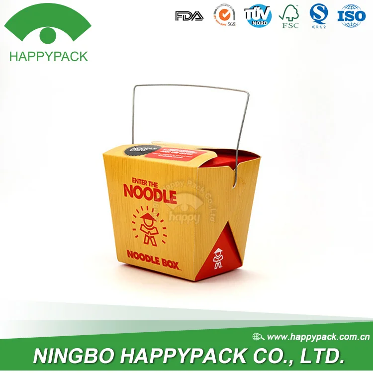 HAPPYPACK custom colour custom size take away noodle box with/without handle food container free sample square bottom