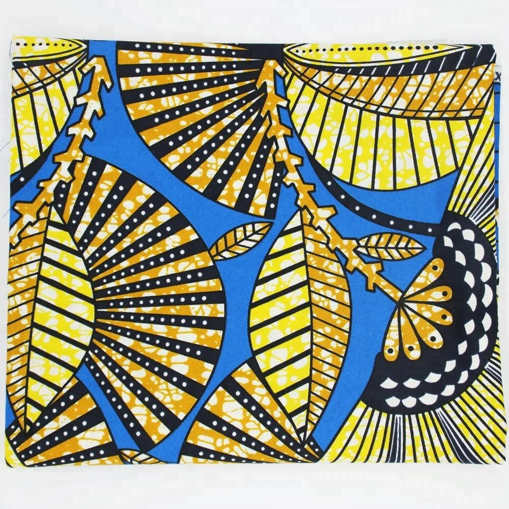 Plain woven 100% cotton capulana wax print fabric