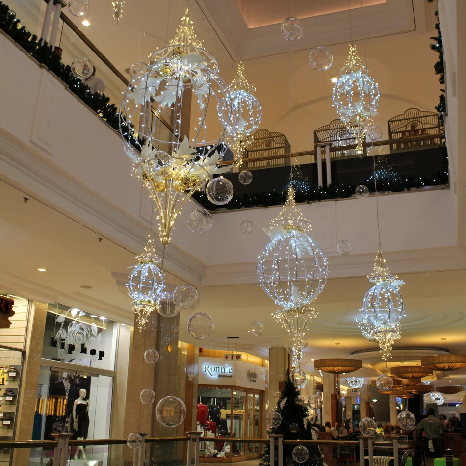 Outdoor sphere hanging lamps LED white large lighted Christmas ornament