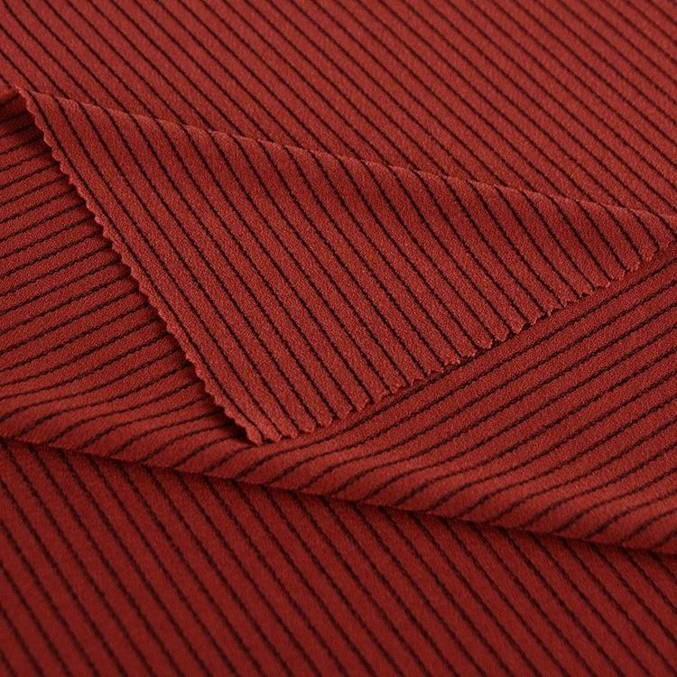 Полиэфирная вискозная ткань из спандекса, твист, креп-ткань с окрашенной нитью полоской для женской моды