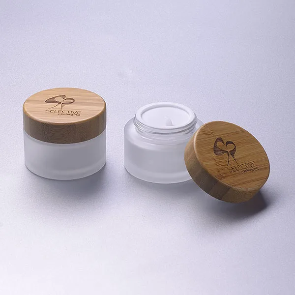 bamboo lid cosmetic glass jar  glass screw top jars
