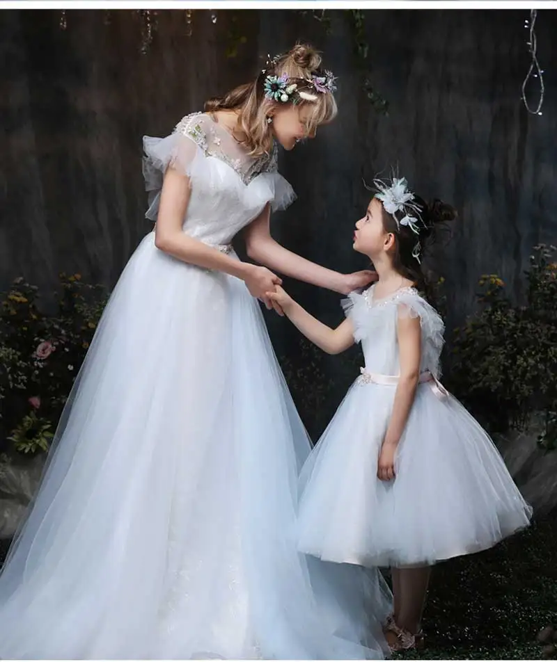 XXLF200 8 years latest girl dress design for flower girls white ball gown dresses for kids