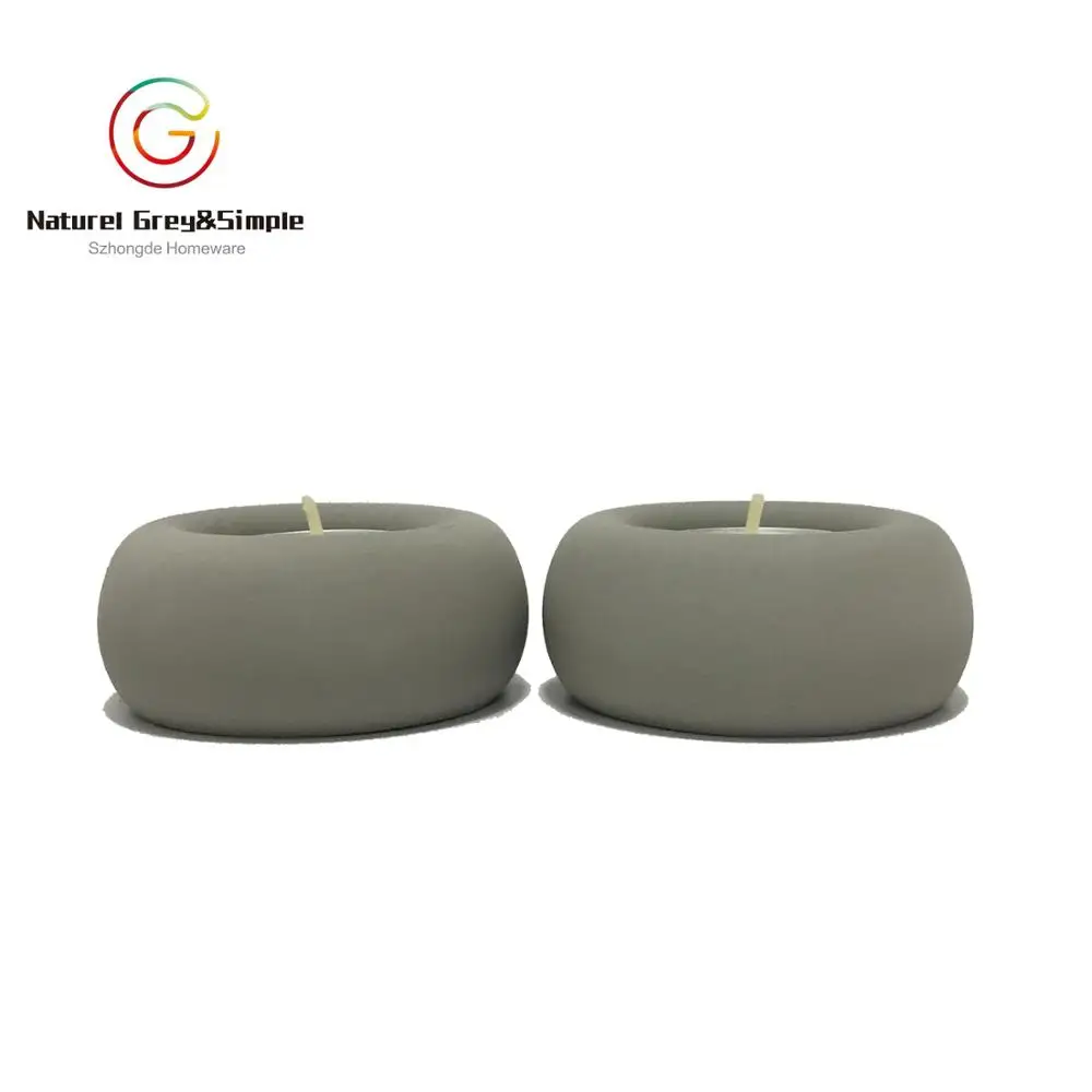 Romantic mini desk decor concrete tealight candle holder
