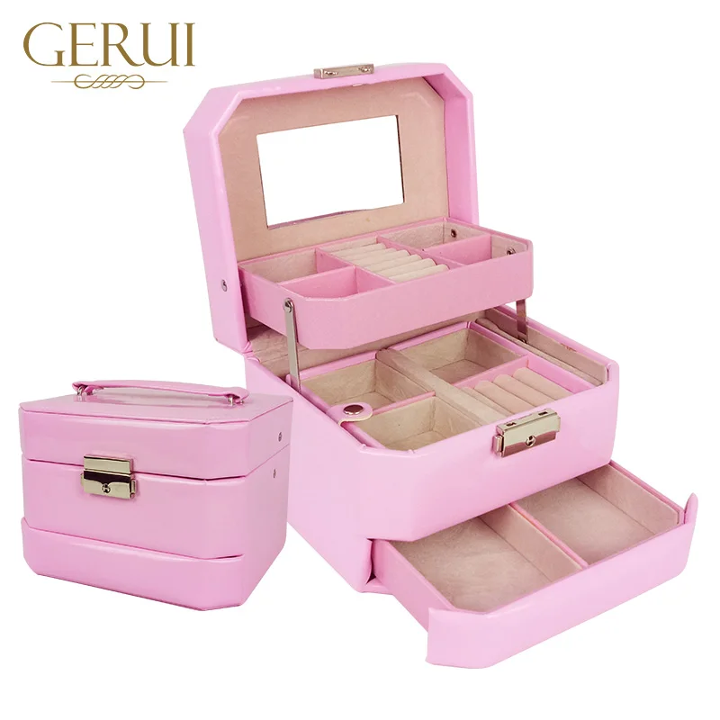 Customized Faux Leather Purple Jewelry Box With Small Mini Safe Case Jewelry Ring Box